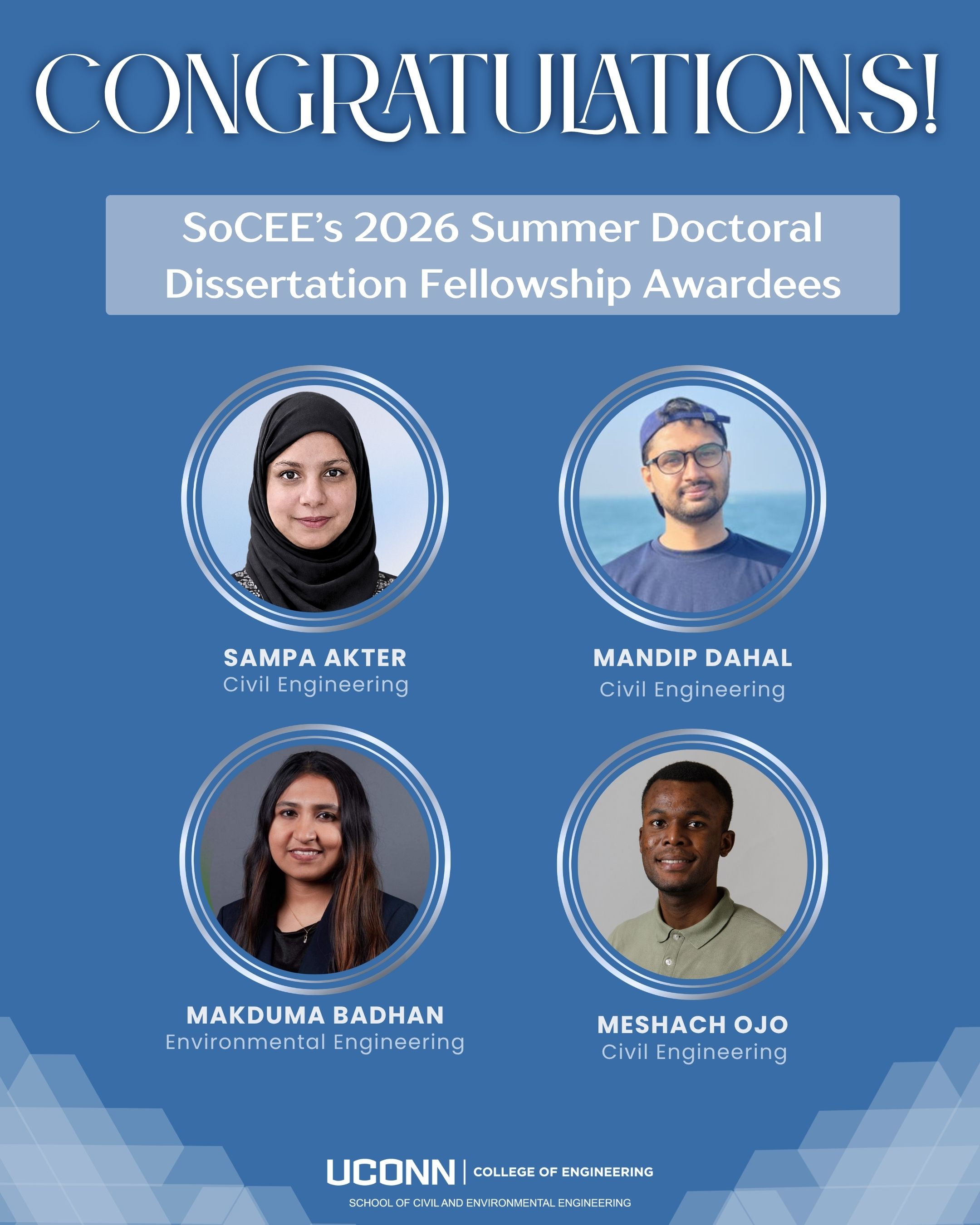 Photo of four student dissertation fellowship award winners 